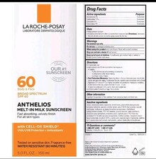 La Roche-posay Anthelios SPF 60 Melt-in Milk Sunscreen Broad Spectrum 5oz 02/27