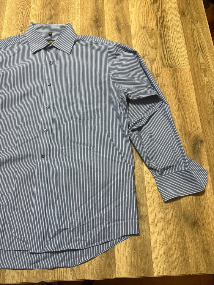 Donald J. Trump Shirt Men's 16.5 32/33 Blue White Striped Long Sleeve Button Up - Image 4 of 4