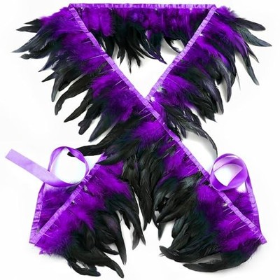 Purple Rooster Feathers Trim - 2 Yards - 5-7 Inch