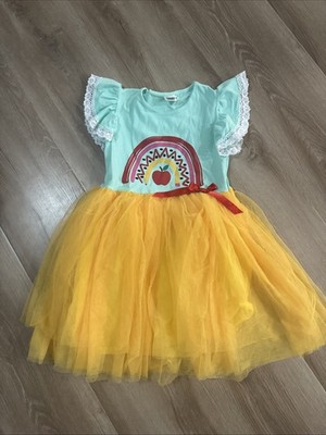 NEW Boutique Back to School Apple Sleeveless Ruffle Dress