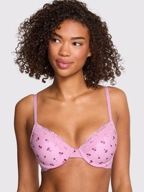Victoria&rsquo;s Secret Bra Set Cherry Print Pink Hushed Lilac Lace Panty 36C / L