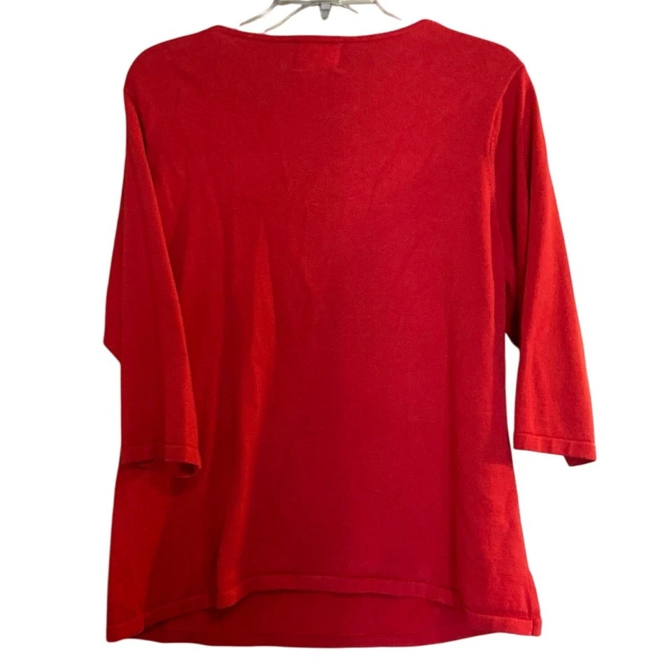 Quacker Factory Women's Size 1X Red Beaded Sleigh & Reindeer Christmas Sweater - Image 2 of 4