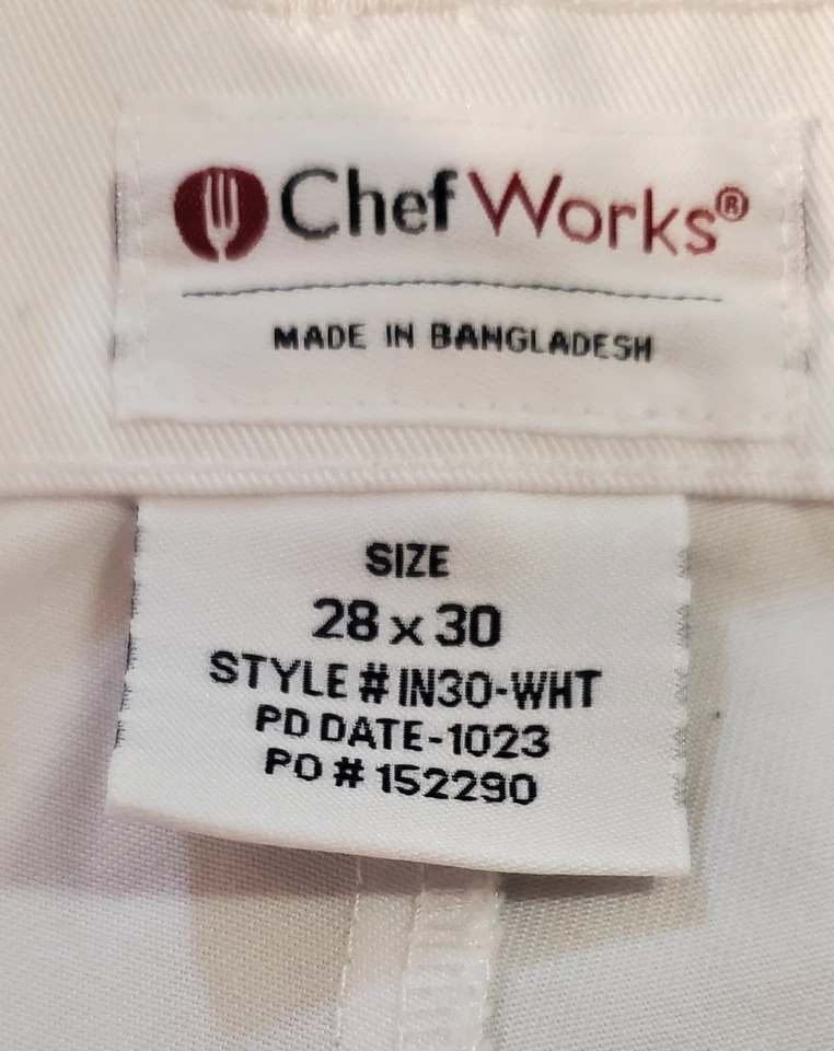 Chef Works Pants Men’s White Pants 28"x30" - Image 4 of 4