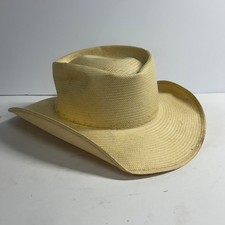 Beaver Hats Vintage Straw Cowboy Hat Sz 6 7/8 - 55 Shantung 6X USA Made w/Patina