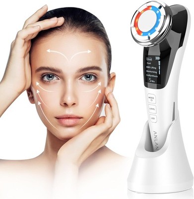 ANLAN 5 in 1 Gesichtsmassagegerät EMS Vibration Rote Blaue Lichttherapie