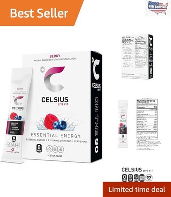 Zero Sugar Berry Energy Sticks - 200mg Caffeine, Perfect for Travel - 14 Pack