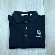 Tasc Mens Black Short Sleeve Performance TPC Boston Golf Polo Shirt Size L