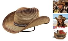 Mens Straw Cowgirl Cowboy Hat Women Floppy Packable Wide Brim One Size Khaki