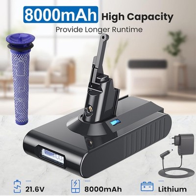 Für Dyson V8 SV10 6/8.0Ah Akku LED Absolute Animal Absolute Motorhead Ladegerät
