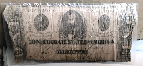 ~ T 62 Confederate States of America $1 One Dollar Dec 2, 1862