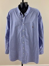 RALPH LAUREN STRETCH OXFORD Mens 3XB Purple Blue Check Long Sleeve Button Shirt