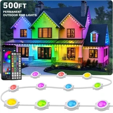 500FT Permanent Outdoor Lights for House Waterproof, Smart RGB Eave LED Light...
