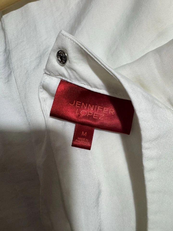 Jennifer Lopez Lace Up Vneck Blouse With Bell Sleeves Size Medium - Image 3 of 3