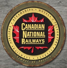 Canadian National Railways 8" Diameter Retro Novelty Metal Sign Made In USA New!