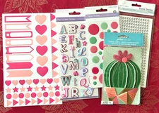 #854 - LOT OF 3D FLAT & GEMSTONE STICKERS - JOLEE'S LG CACTUS FOREVER IN TIME