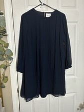 Women's Nine West Pleated Navy Blue Midi Dress - Size Medium