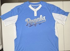 MLB Kansas City Royals Majestic 1/4th Button Cool Base Blue T Shirt Men’s 2XL