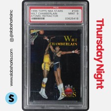 1996 TOPPS STARS #109 WILT CHAMBERLAIN FINEST ATOMIC REFRACTOR PSA 9