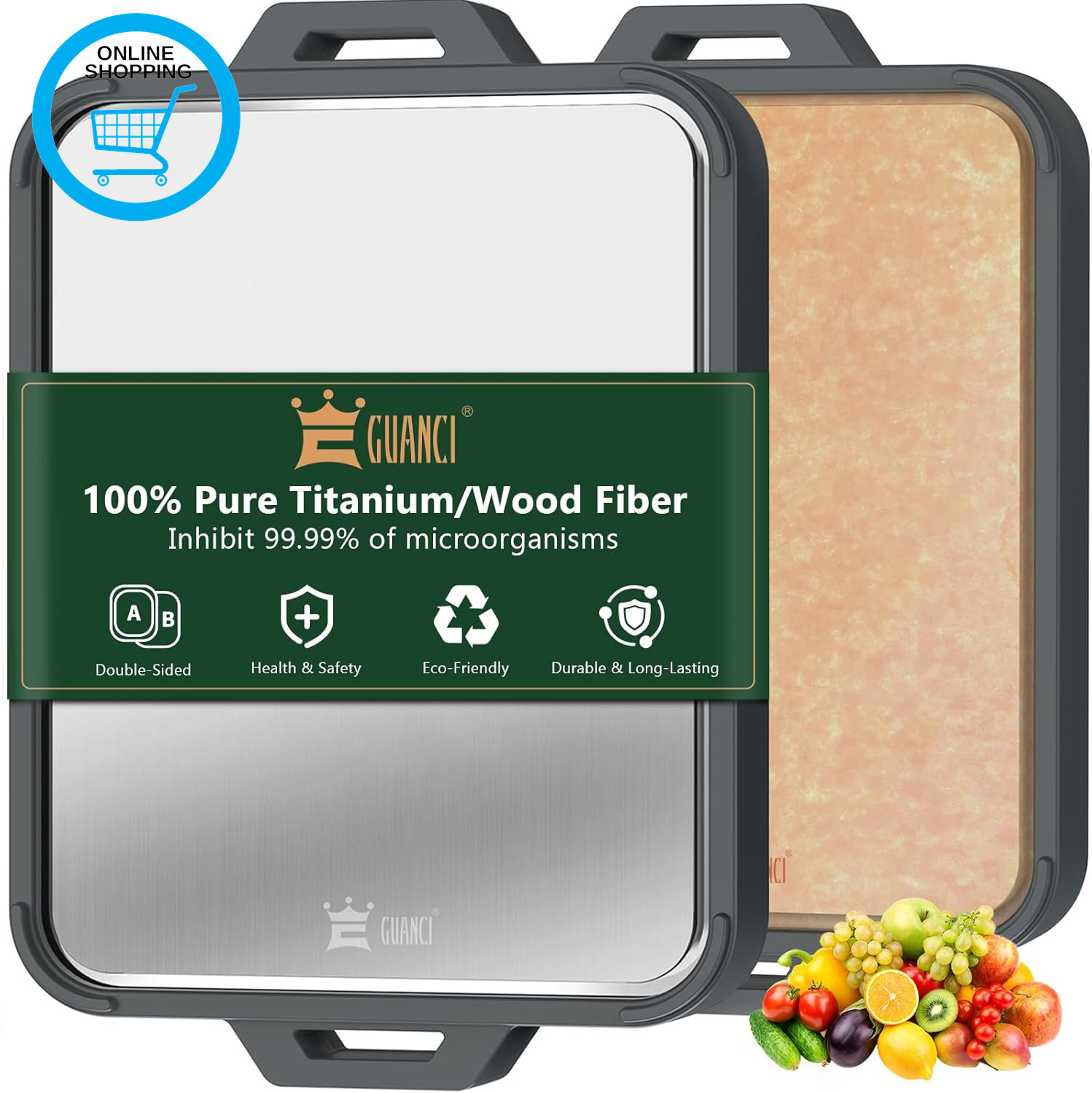 Titanium Chopping Board for Kitchen - Double-Sided Food-Grade 100% Pure Titanium
