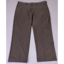 Haggar Cool Right Performance Dress Pants Men's 42x30 Flex Brown Flat Front