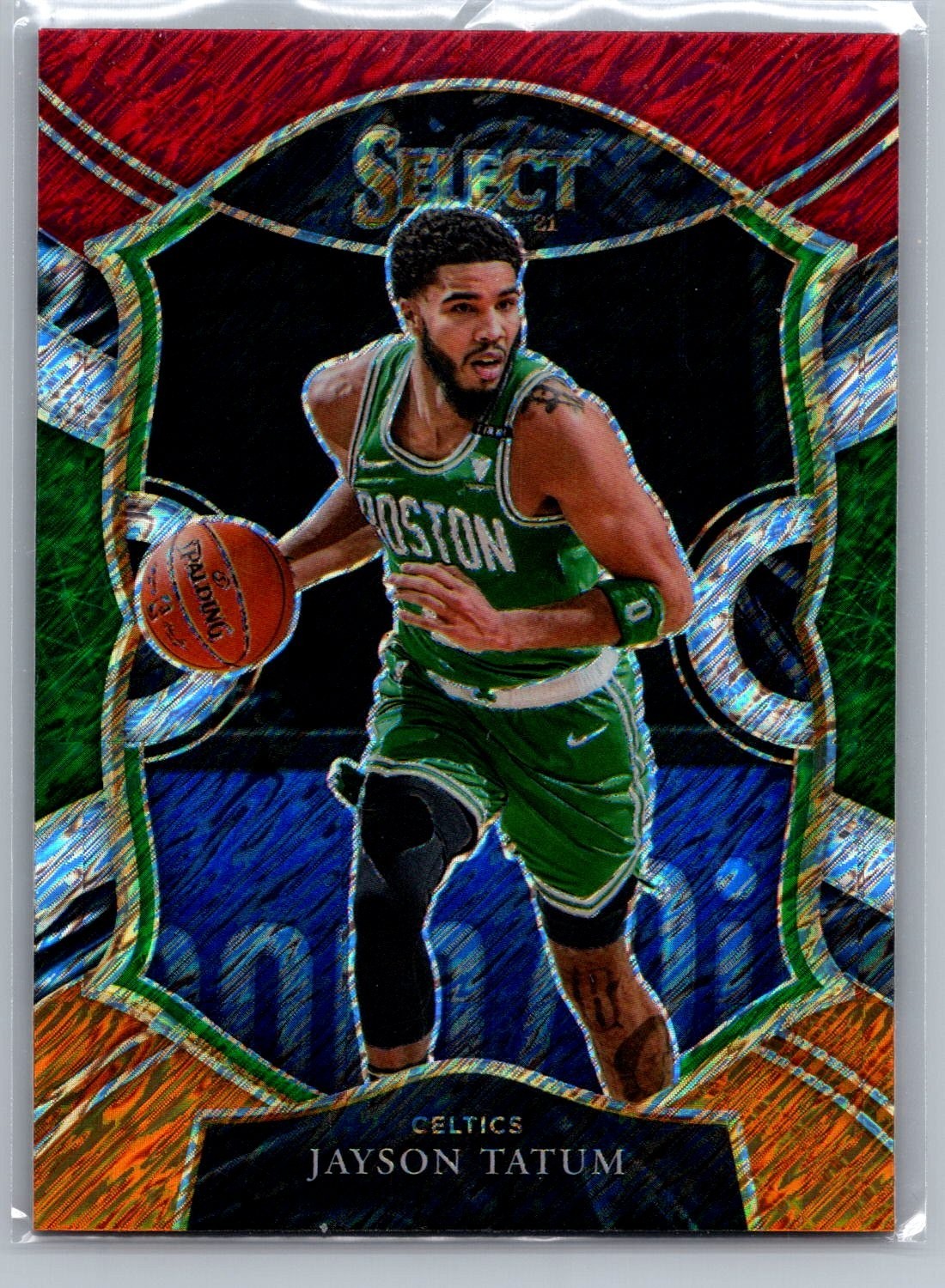 2020-21 Panini Select Concourse Jayson Tatum #41 -Red White Orange Shimmer Prizm