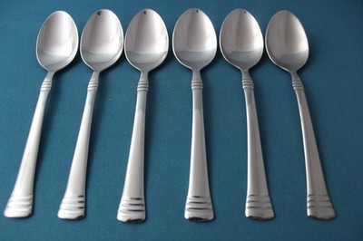 Cambridge CODIE GLOSSY Teaspoons (Set of 6) Stainless China NEW 6 1/8''