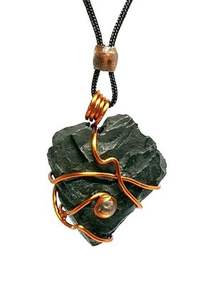 Schungit Halskette Anhänger Freeform Edelstein Mineral Mojo Gris Gris...