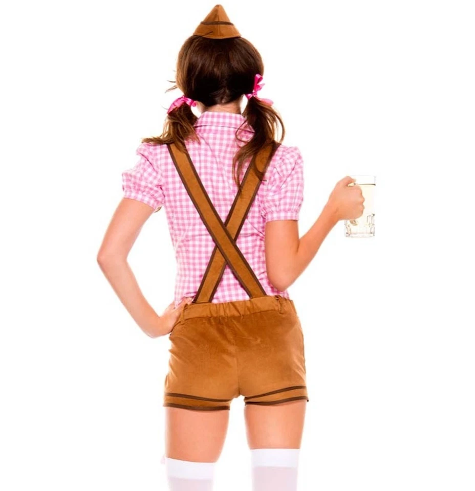 4 peças sexy MÚSICA PERNAS bávara BABE alemã CERVEJA menina BAR wench traje OKTOBERFEST - Imagem 2 de 2