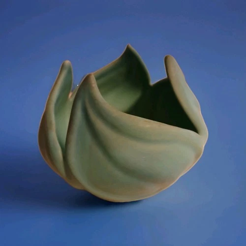 Vintage Van Briggle Art Pottery Planter Lotus Leaf Turquoise 5"Tall