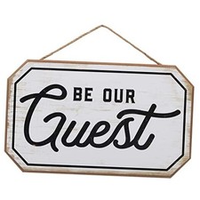 Be Our Guest Hanging Wood Wall Decor - Cute Sign for Dining Room or Guest White