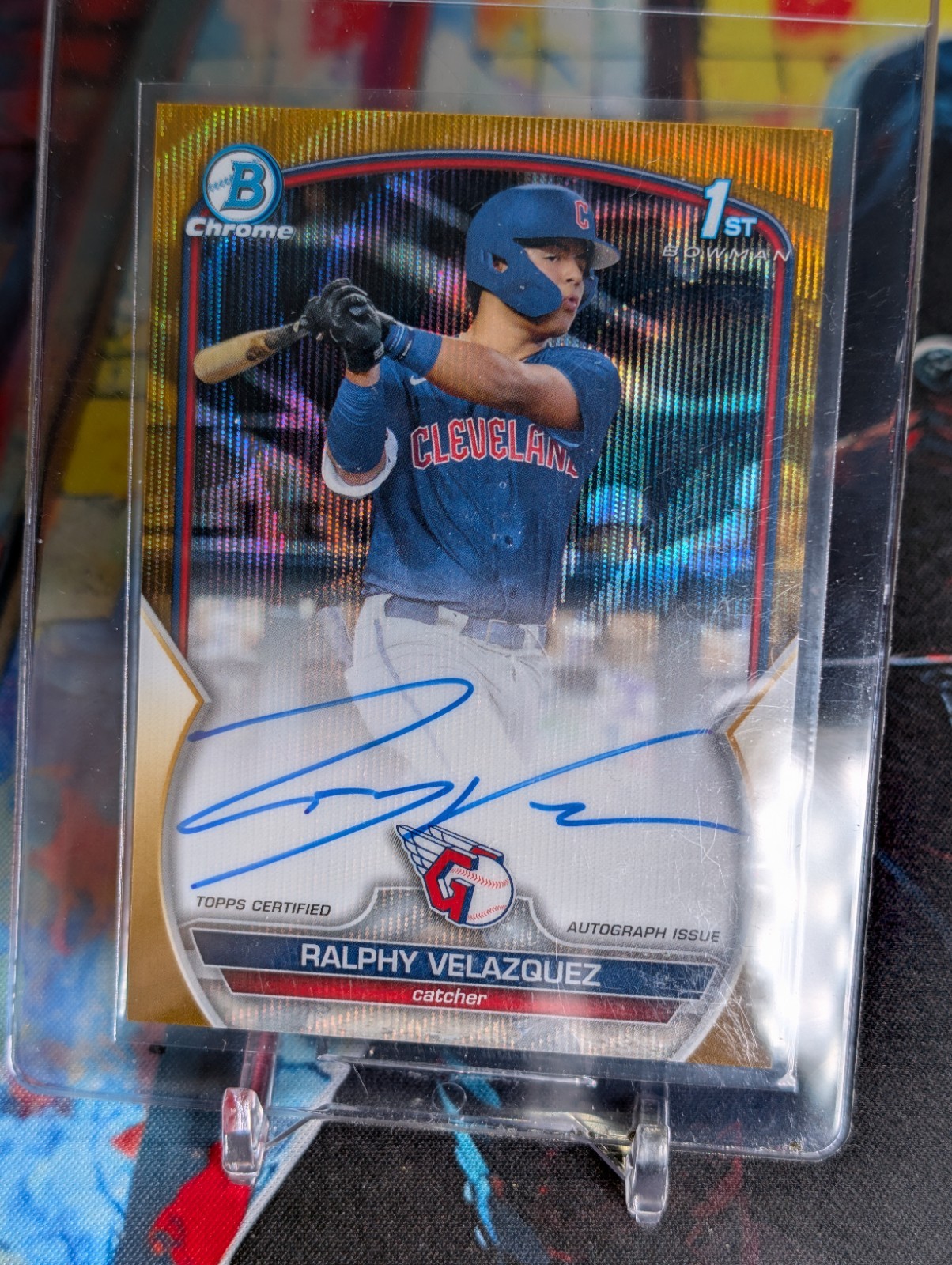 2023 Bowman Draft Chrome Prospect Ralphy Velazquez #CDA-RV Gold Wave Auto /50