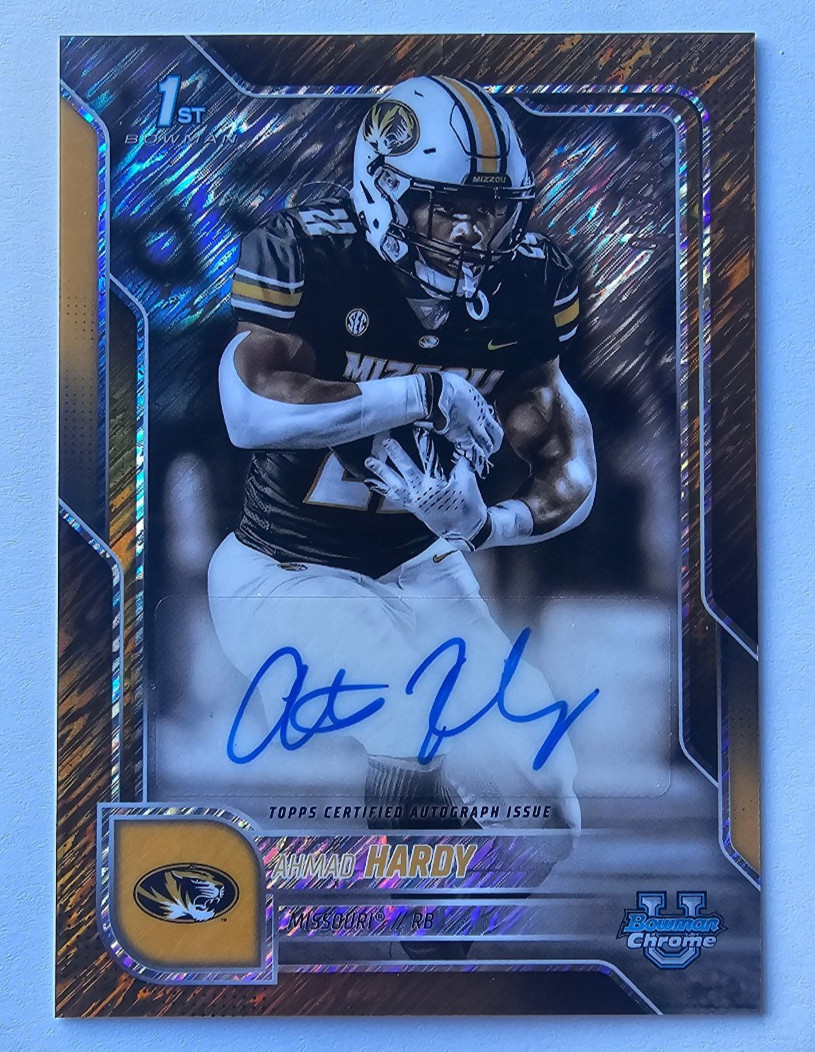 2025 Bowman Chrome University - Ahmad Hardy Gold Shimmer Auto /50 (1st) #BCA-AHA