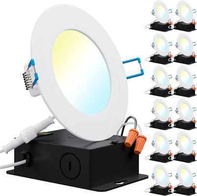 12 Pack Sunco Lighting 4 Inch Ultra Thin LED Recessed Ceiling Lights