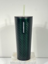 Starbucks 2022 Holiday Metallic Dark Green Spiral Ribbed Stainless Steel Tumbler 24oz — listing 5