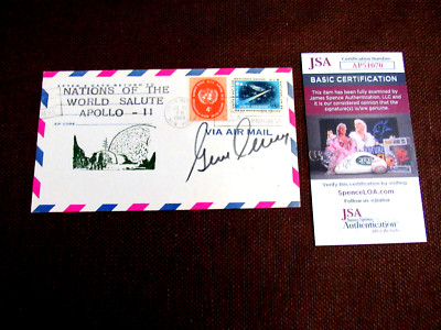 EUGENE GENE CERNAN APOLLO 17 NASA LAST MAN ON MOON SIGNED AUTO 1969 COVER JSA