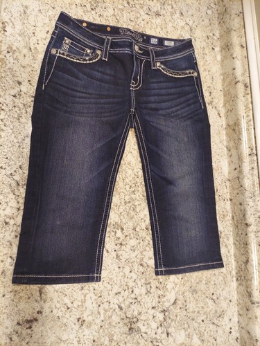 Miss Me Girl's Dark Wash Capri Jeans Size 16