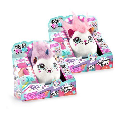 Airbrush Plush Surprise – 6 Sammelfiguren Zum Bemalen (Einhorn, Husky, Vogel, Affe, Robbe, Kugelfisch)