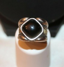 SDG 18k 750 Yellow Gold and Sterling 925 Onyx Ring - Size 6.5
