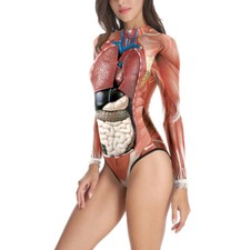 Damen Catsuit Badeanzug Langärmlig Body Trikot Halloween Clubwear Sexy Chic