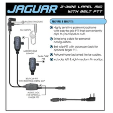 Earphone Connection JAGUAR QR Surveillance Earpiece for Kenwood NX TK (See List)