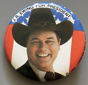 CBS Dallas 1980 JR Ewing For President Button VG Condition Official Larry Hagman
