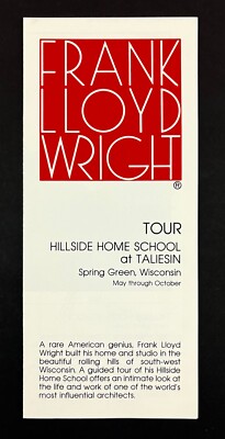 1980s Spring Green WI Frank Lloyd Wright Hillside Home Taliesin Travel Brochure