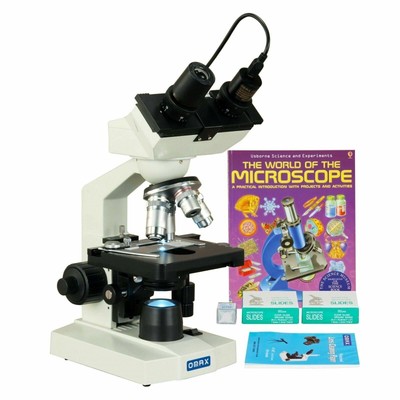 OMAX 2500X Lab Binocular LED Microscope+5MP Camera+Blank Slides+Book+Lens Paper
