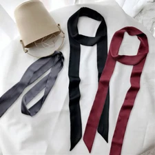 Women Skinny Scarf Satin Faux Silk Long Slim Ribbon Thin Bandana Ladies Scarves