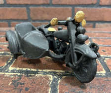Cast Iron Motorcycle With Sidecar Vintage Metal Toy