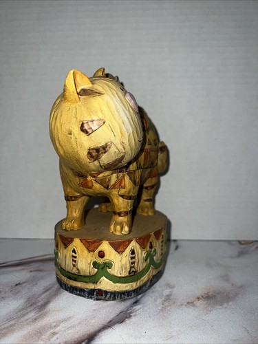 Seymour Mann Large Cat & Mouse Figurine Handcrafted Faux Carved Wood Folk Art - Picture 2 of 13