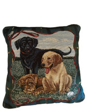 Throw Tapestry Pillow Dog Accent Pillow Labrador Black Golden Retriever 16x16