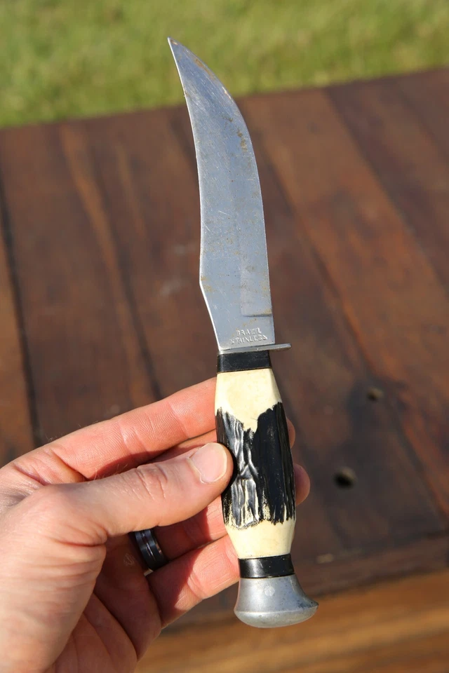 Vintage Hunting Knife fixed blade Faux Stag handle Brazil Stainless Steel blade - Image 4 of 4