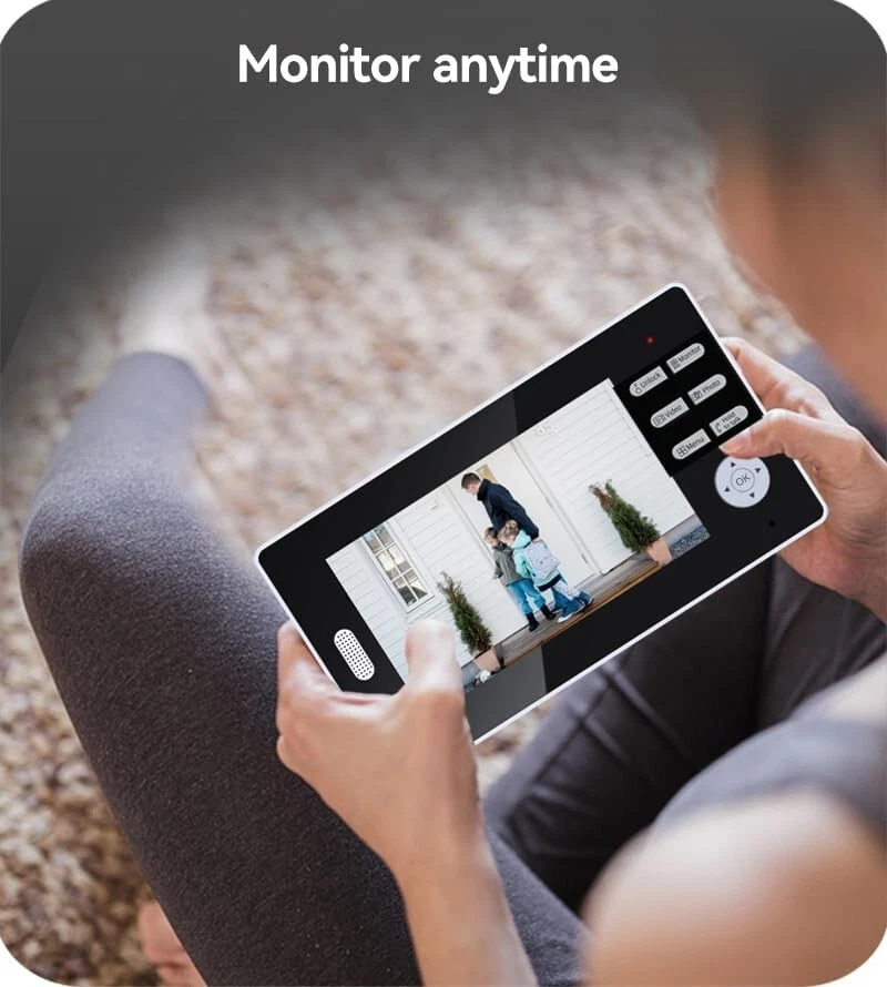 Kit de videointercomunicador inalámbrico HD 1080P de 7 pulgadas 2,4 GHz de teléfono de puerta larga Dista Foto 4 de 4