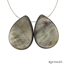 2 Rainbow Mother of Pearl Shell Flat Pear Teardrop Beads 18x25mm 75059